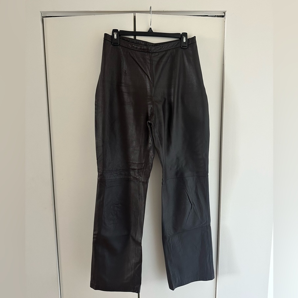 Rena Rowan 100% Leather Chocolate Brown Pants